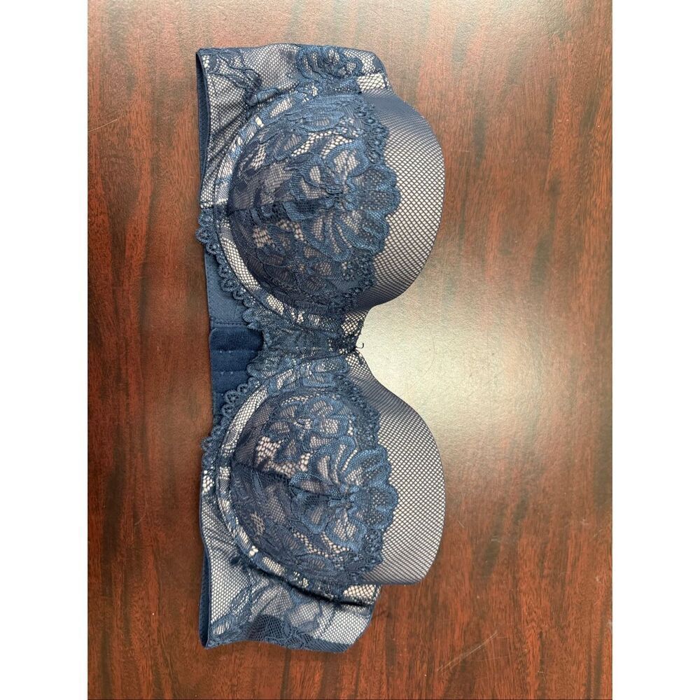 Maidenform Strapless Navy Lace Push Up Bra Size 36B